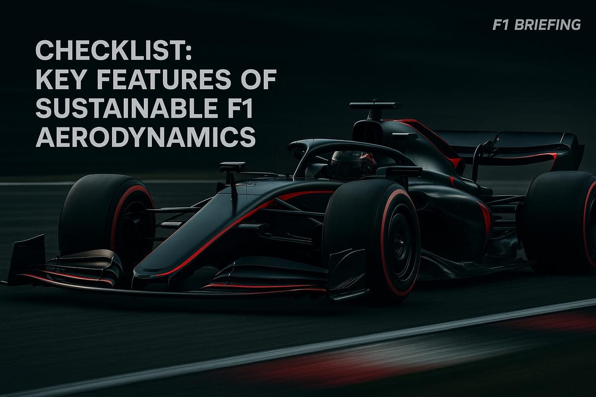 Checklist: Key Features of Sustainable F1 Aerodynamics